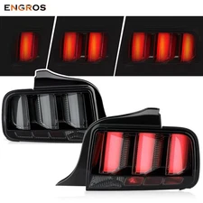 Tail Lights for 05-09 Ford Mustang Smoked LED Tube Sequential Signal Brake Lamps