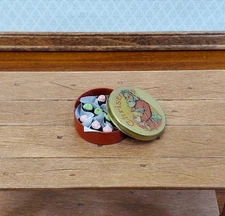 Dollhouse Candy Tin Christmas Theme Filled with Treats 1:12 Scale Miniature