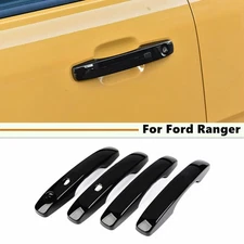 4PCS For 2023-2025 Ford Ranger With Smart Key Holes Black Door Handle Cover Trim