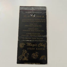 Magic Chef Steak Ranch Federal Hwy Boca Raton FL Vintage Matchbook Cover SSC4-X1