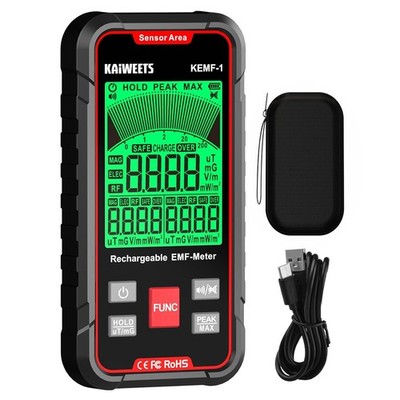EMF Detector, 3-in-1 Handheld EMF Meter Detects EF, RF, MF, WiFi Signal, Recharg
