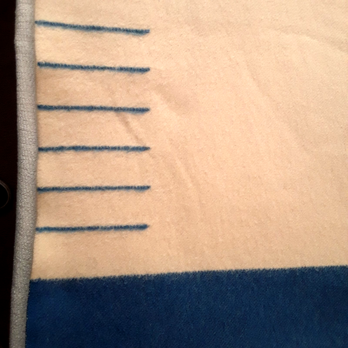 Hudson's Bay 6 Point Blanket Beige Blue Stripe Wool Gold Label