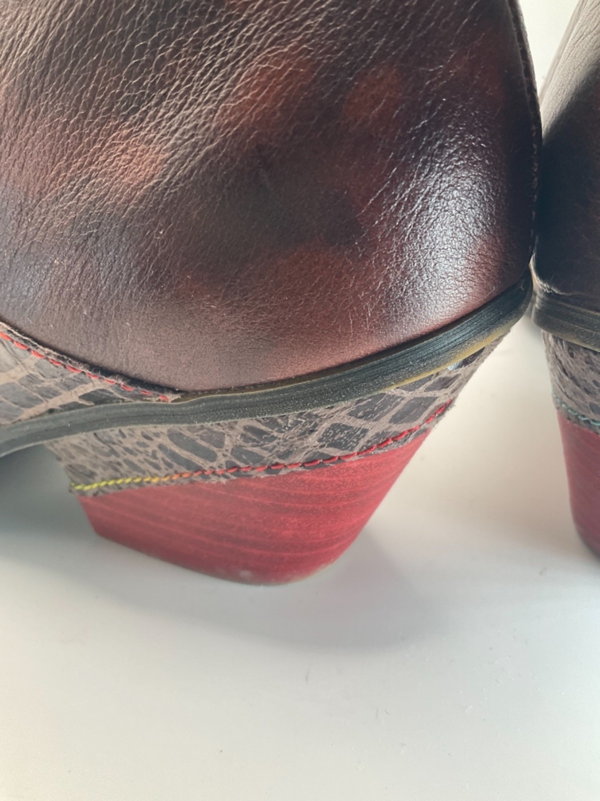 L'Artiste Spring Step Patchwork Snake Print Leath… - image 9