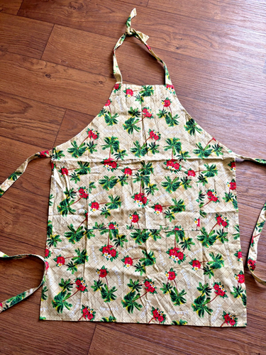 Grembiule stampa hawaiana palma ibisco plumeria AJW tasche cotone tropicale - Foto 1 di 6