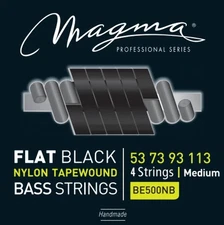 Electric Bass Strings Medium Gauge - Flat Black Nylon Tapewound Steel Strings -
