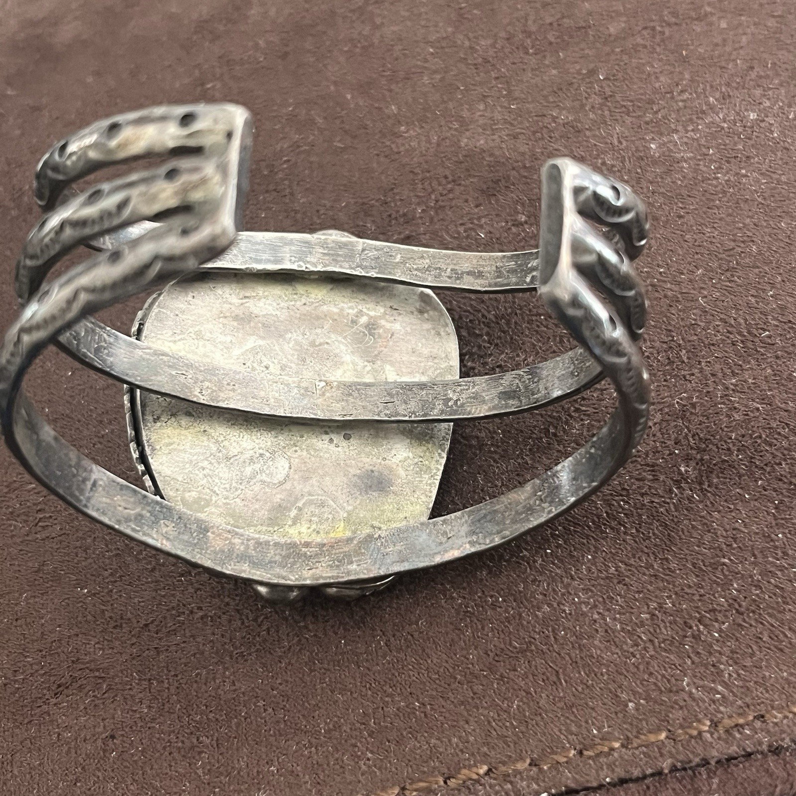 Unsigned Native American Silver Turquoise Cuff - image 4