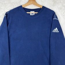 VTG 90s Adidas Fleece Crewneck Sweatshirt Embroidered Sz XL Men Pullover Blue
