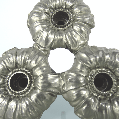 WMF Kerzenhalter 3 Blüten Kerzenleuchter Britannia-Metall Candle Holder um 1930 - Bild 2 von 7
