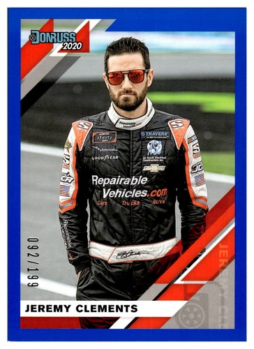 2020 Donruss Racing NASCAR Blue Parallel #69 Jeremy Clements #092/199 - Picture 1 of 2