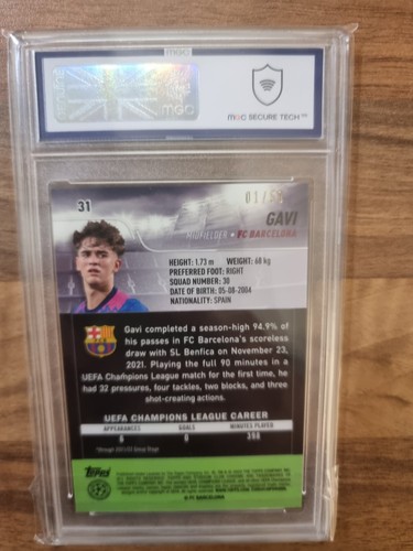 Gavi Topps Stadium Club Chrome 2021/22 IMAGE VARIATION SSP Gold ROOKIE RC MGC 9 - Bild 7 von 7