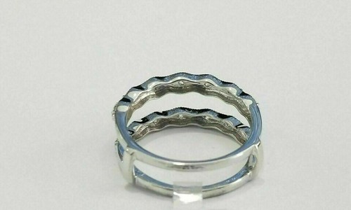 1.2Ct Lab Created Diamond Enhancer Guard Wrap Wedding Ring 14k White Gold Finish - Picture 5 of 5