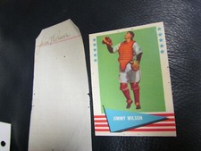  Jimmie Wilson Autographed Cut with Baseball Card JSA Auction Certified 