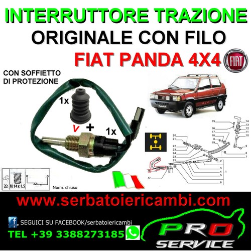 INTERRUTTORE SPIA TRAZIONE FIAT PANDA 4X4 SENSORE + GOMMINO SOFFIETTO PROTEZIONE - Picture 1 of 1