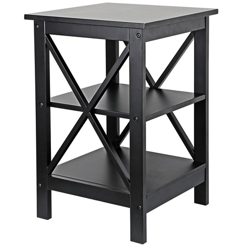Versatile X-Design Side Table Sofa Side End Storage Shelf End Table Home Black - Picture 8 of 12
