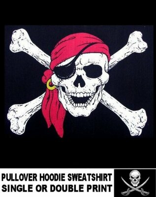 Laughing Pirate Skull Crossed Bones Jolly Roger Caribbean Hoodie Sweatshirt WS27