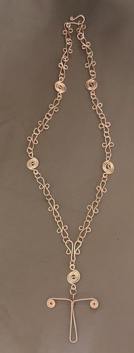 Stunning Crucifix Necklace. Handmade, One Of A Kind, Detailed, Solid Copper - Picture 2 of 7
