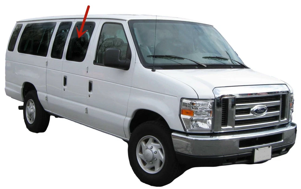 Fits 92-16 Ford Econoline Passenger Right Side Hinged Door Glass Movable 3 Holes - Imagem 2 de 4