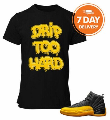 jordan 12 black and yellow shirts