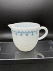 Vintage Pyrex Individual Milk Glass Creamer Blue Snowflake Pattern
