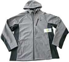 $149 NEW Spyder Mens Zip Front Jacket Coat Gray Black Polar Hydroweb Waterproof 