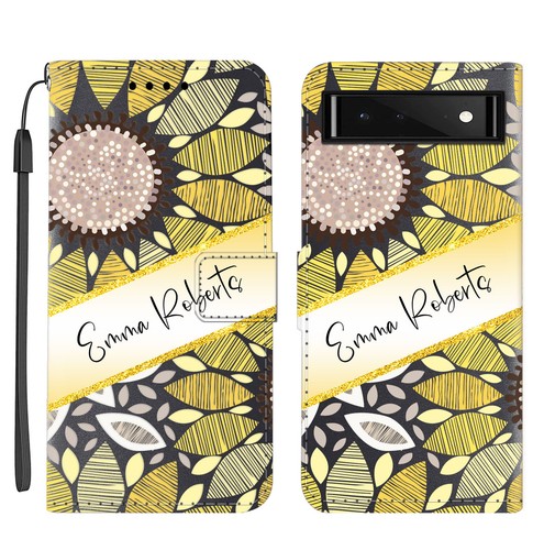 Flowers Wallet Case Personalised Leather Cover For Google Pixel 8 7 Pro 7A 8A 6A - Picture 15 of 82