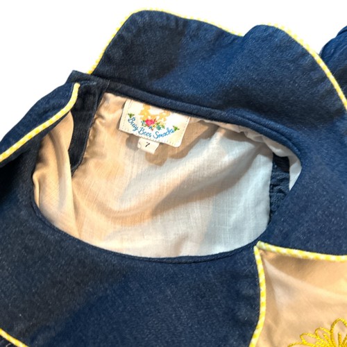 Busy Bees Smocks Girls Chambray Denim Lined Dress EUC Size 7 - Picture 4 of 4