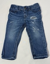 Genuine Kids OshKosh Distressed Skinny Blue Jeans Denim Baby Sz 18 Mos