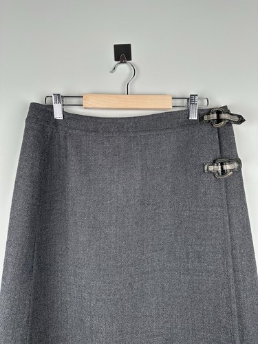 Vintage 90s CELINE Women's A-Line Skirt Midi Long 100% Wool Gray Size 44 - Imagen 3 de 13