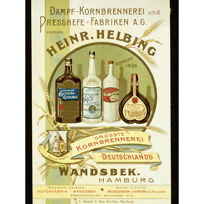 ADVERTISING DRINK HELBING LIQUOR HAMBURG GERMANY FINE ART PRINT POSTER 30X40 CM