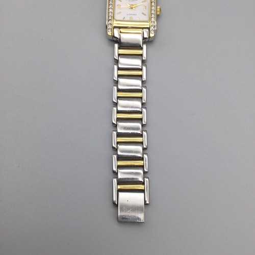 Precision By Gruen Watch Women 22mm Silver Gold Tone Bling New Battery 7" - Picture 9 of 15