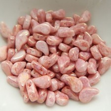 30 Beads - Paisley Duo Two Hole Chalk Red Terracotta Czech Glass