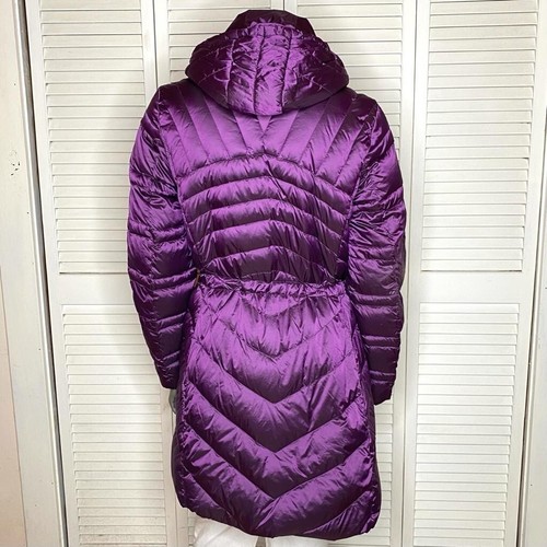 Ellen Tracy Metallic Purple Mid-Length Quilted Down Puffer Coat w/ Hood Sz S - Picture 4 of 12