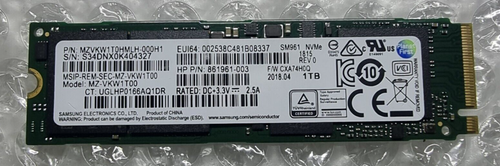 Samsung SSD 1TB SM961 M.2 2280 NVME MZVKW1T0HMLH-000H1 MZ-VKW1T00 HP Laptop