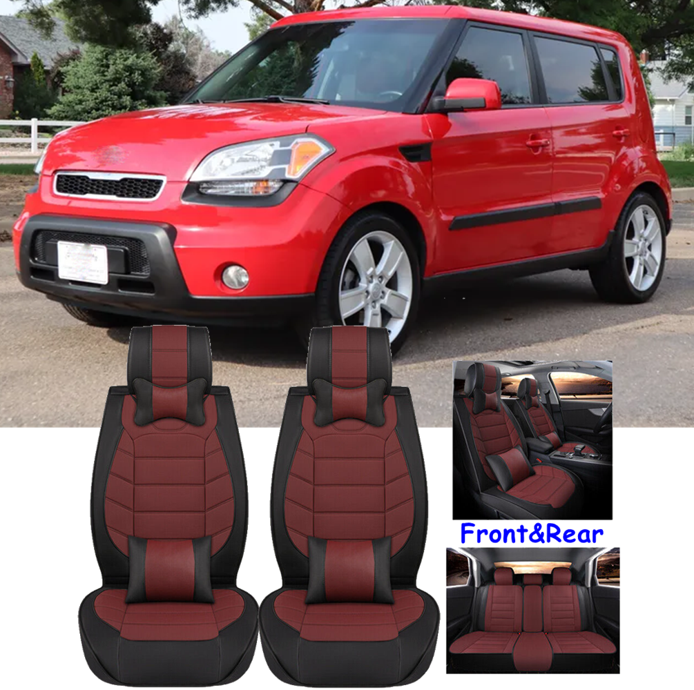 Car Seat Covers 5-Seater Front Rear Full Set Cushion PU Leather For Kia Soul