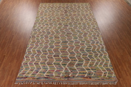 Chevron Pastel Color Wool Berber Handmade Moroccan Oriental Large Rug 9x15 - Picture 15 of 18