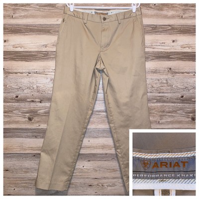 Ariat Khaki Pants Performance Work Mens Size 34 x 32 Rubber Grip Waist 5 Pocket | eBay