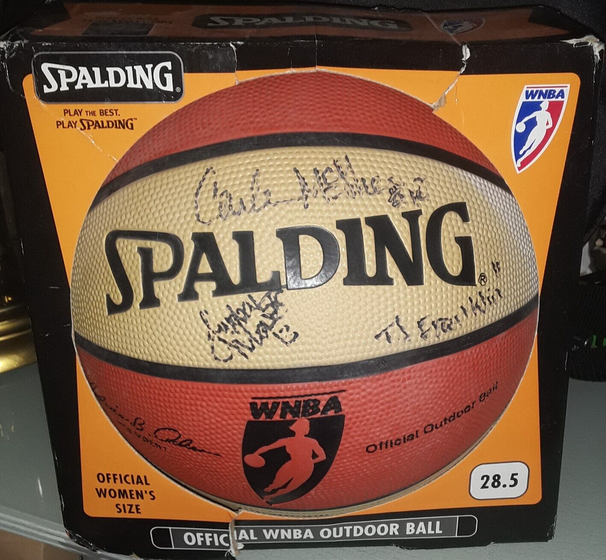 SPALDING OFFICIAL OUTDOOR WNBA BASKETBALL signed carla mcghee taj