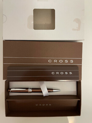 NEW in original box Cross Rollerball Pen Brown with silver color Black Ink