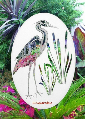 Egret Left Static Cling Window Decal OVAL 15x23 Bird Decor for Glass Doors - Picture 6 of 8