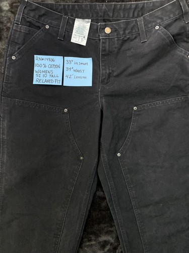 Carhartt Relaxed Fit Jeans Womens 10 TALL Double Front Black EUC 34x33 - Picture 17 of 17