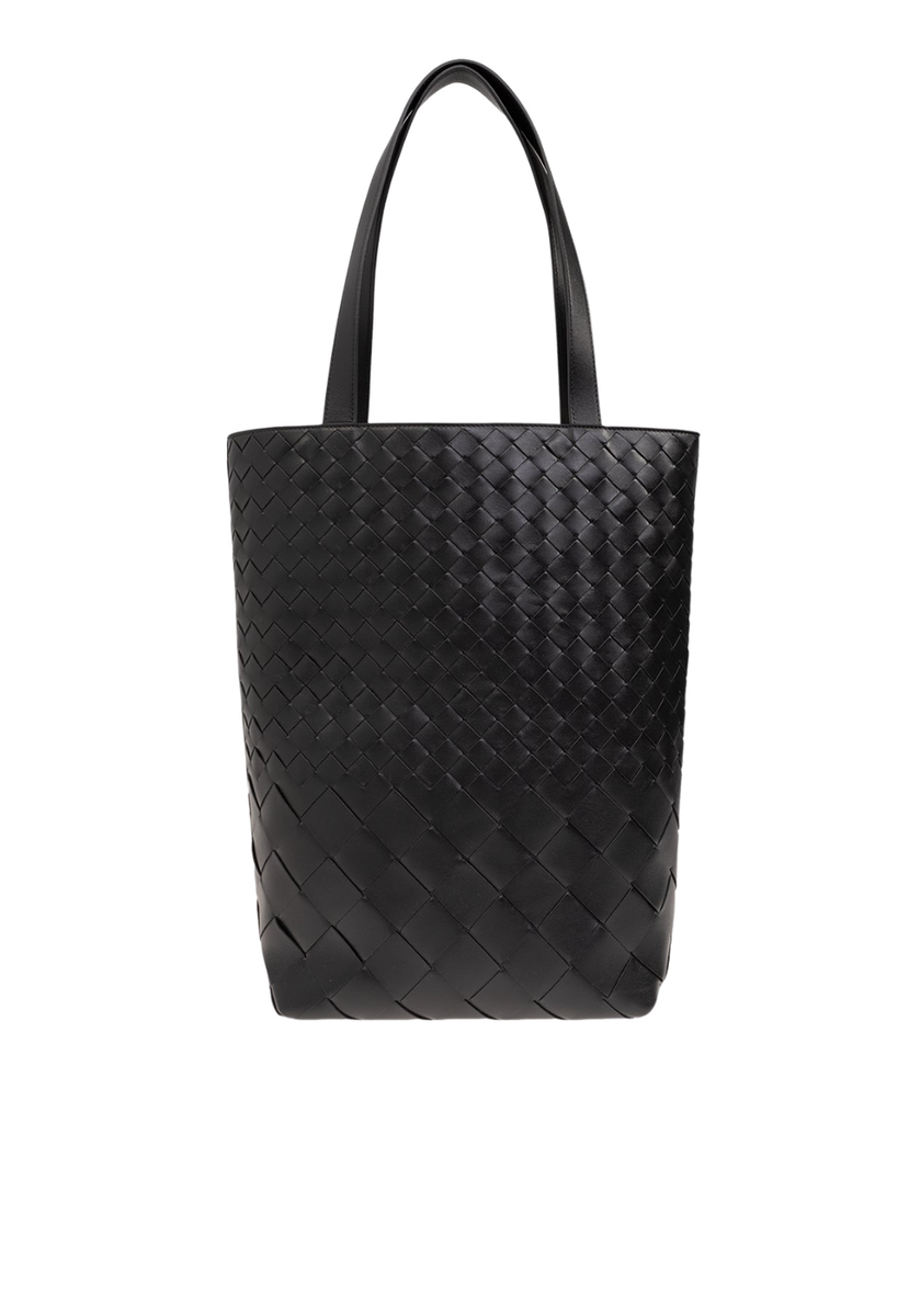 Bottega Veneta Black Intrecciato Leather North-South Tote Bag New