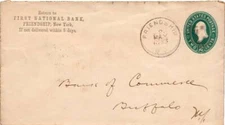 New York Friendship 1893 cork killer  Postal Stationery Envelope  Corner card Fi