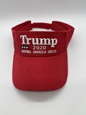 Donald Trump 2020 Keep America Great Visor Hat Red Lightly Rally Worn VGC