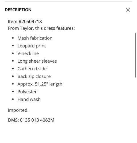 Taylor Leopard Mesh V-Neck Long Sheer Sleeve Gathered Side Midi Dress Women Sz 8 - Picture 4 of 13