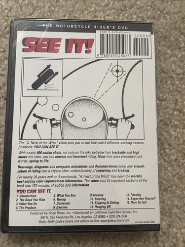 A Twist of the Wrist The DVD by Keith Code All Region Motorcycle Rider's DVD New - Picture 2 of 3