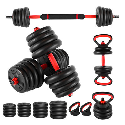 4 In 1 Adjustable Dumbbell Set 20-30kg WeightBarbell Kettlebell Home Gym Fitness