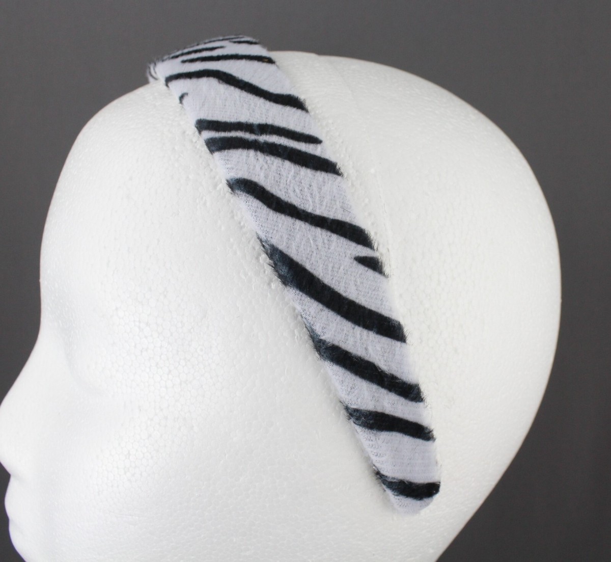 MARZI ITALY BLACK & WHITE ZEBRA PRINT VELVET & FEATHER HANDMADE HEADBAND Black & White Stripes, Twist Stretch Headband – Breezy Tee main image 2