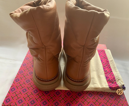 Tory Burch Sleeping Bag Pull-On Boot Toasted Acorn Leather Women’s 6.5 New $458 - Picture 3 of 7