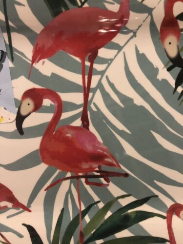 9 Pc SET Cynthia Rowley Pink Flamingo Tropical Palm Leaves MELAMINE Plates Tray - Picture 3 of 5