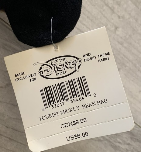 Mickey Mouse Plush Tourist Toy The Disney Store 9" Mini Bean Bag Plush with Tags - Picture 4 of 6